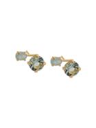 Wouters & Hendrix Green Crystal And Aquamarine Earrings - Gold