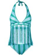 Missoni - Halterneck Fringe Bikini - Women - Nylon/polyester/spandex/elastane/viscose - 38, Blue, Nylon/polyester/spandex/elastane/viscose