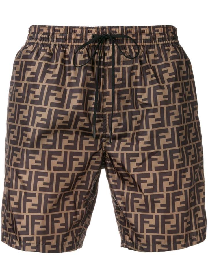 Fendi Monogram Print Shorts - Brown