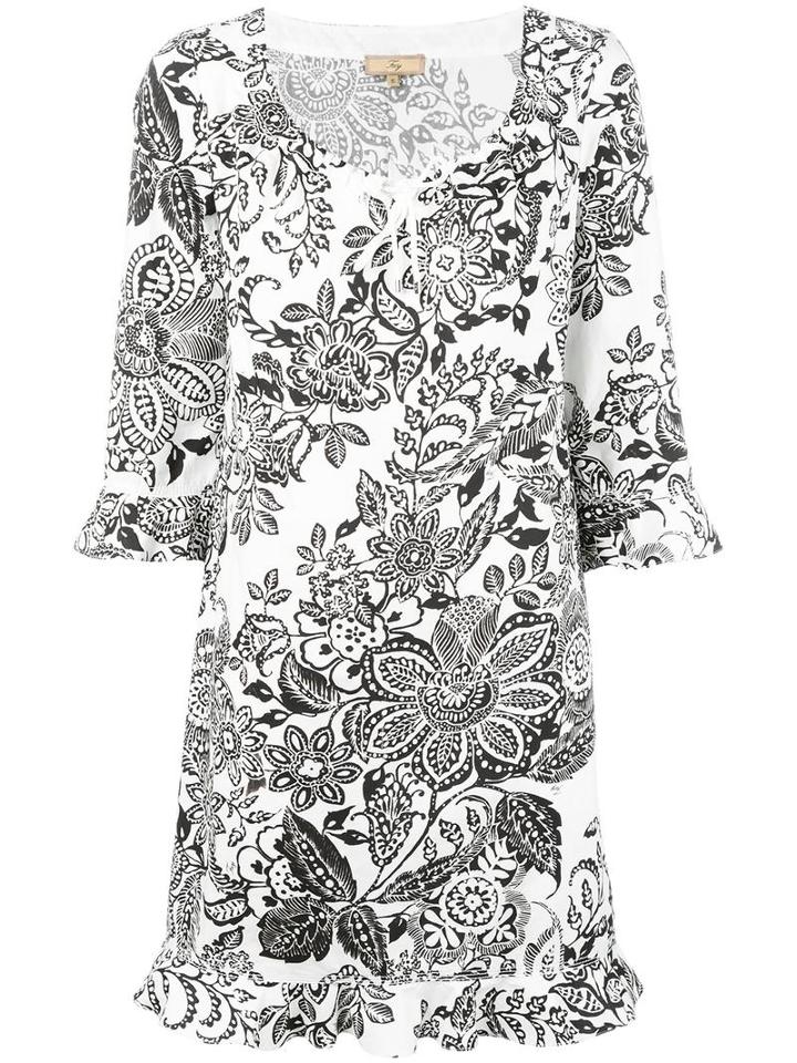 Fay Floral Print Dress, Women's, Size: Large, White, Cotton
