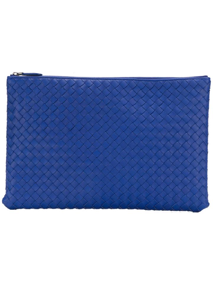 Bottega Veneta Large Woven Clutch Bag - Blue