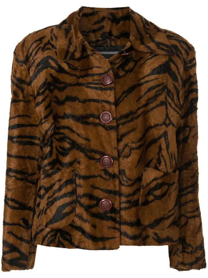 Versace Pre-owned Faux Fur Tiger Pattern Jacket - Brown