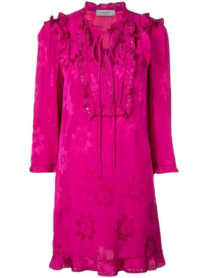 Coach Ruffled Floral Dress - Pink