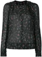 Isabel Marant Floral Print Blouse, Women's, Size: 36, Black, Silk/spandex/elastane