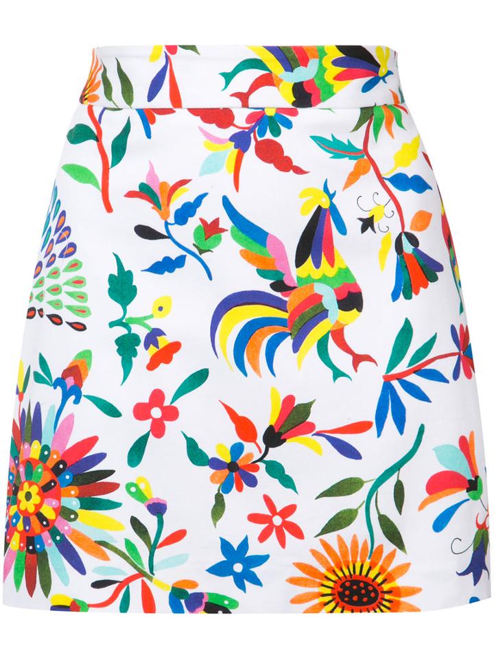 Milly - Printed Mini Skirt - Women - Cotton/spandex/elastane - 4, White, Cotton/spandex/elastane