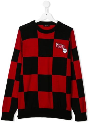 Nº21 Kids Checked Sweater - Black