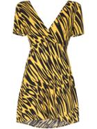 Double Rainbouu Tiger Print Tie-back Mini Dress - Yellow
