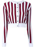 Akane Utsunomiya Frayed Stripe Cardigan, Women's, Size: 38, White, Cotton/nylon/rayon