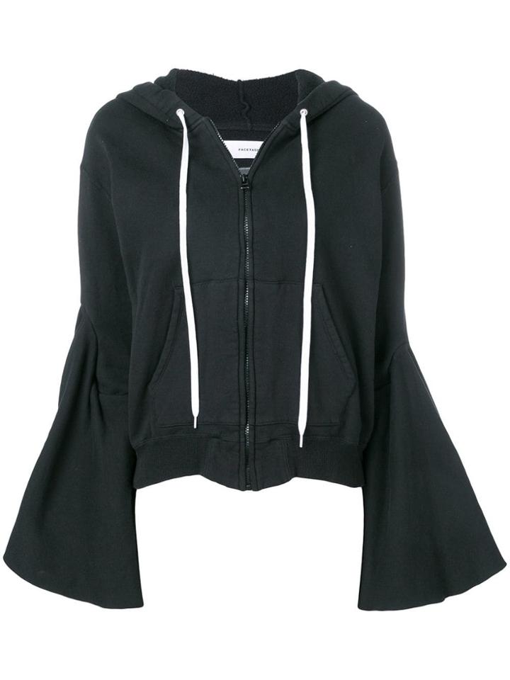 Facetasm Flared Sleeve Zip Hoodie - Black