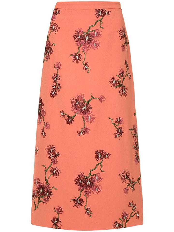 Erdem Floral Midi Skirt - Pink & Purple