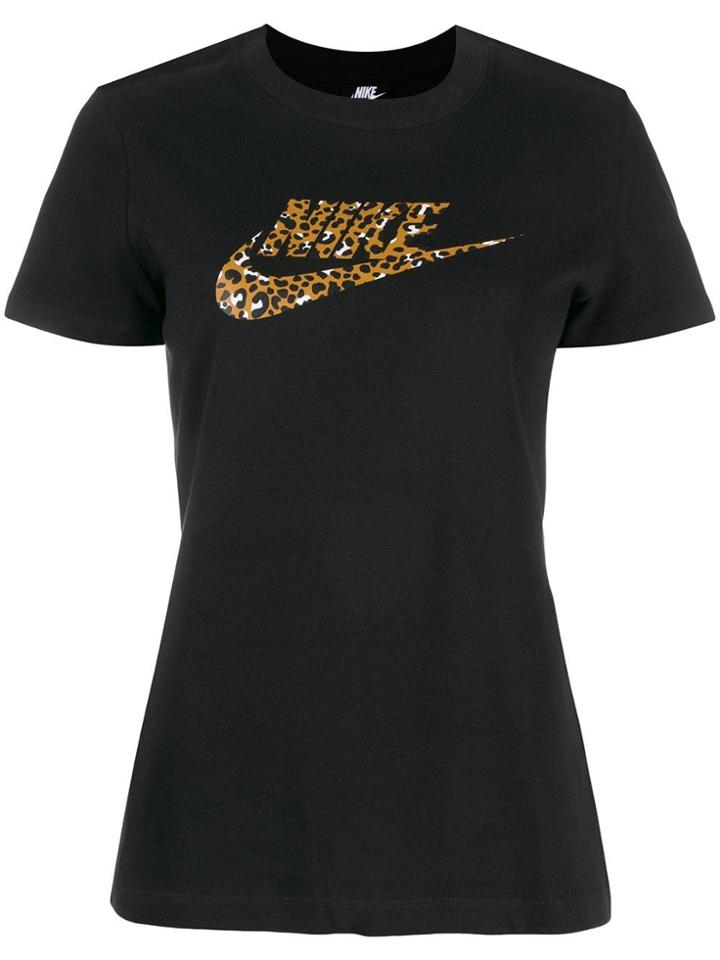 Nike Leopard Print Logo T-shirt - Black