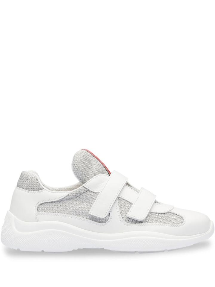Prada Mesh Panel Touch Strap Sneakers - White