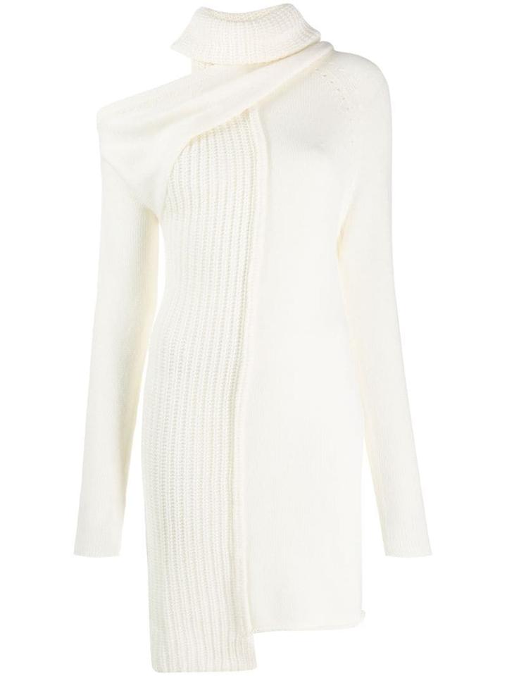 Patrizia Pepe Knitted Cold-shoulder Dress - White
