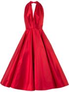 Romona Keveza Plunge Full Skirt Gown - Red