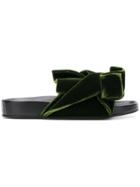 No21 Oversized Bow Flat Sandals - Green