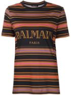 Balmain Logo Striped T-shirt