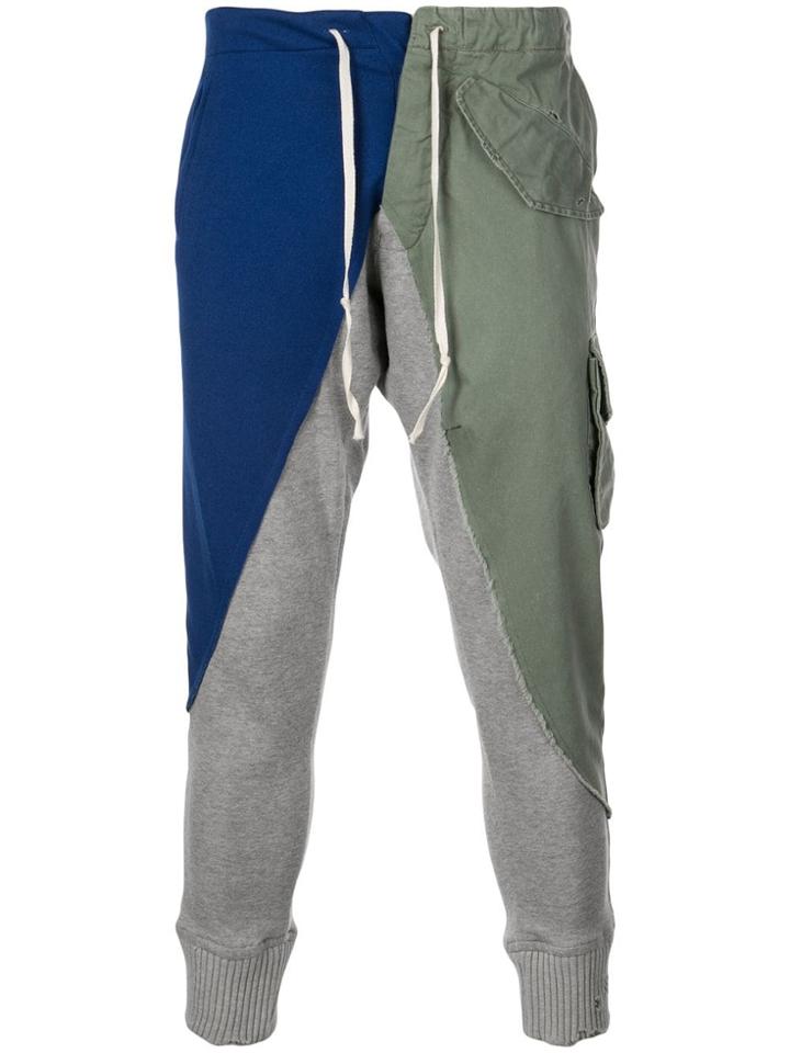 Greg Lauren Contrast Panel Track Pants - Green