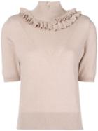 Barrie Flying Lace Cashmere Turtleneck Top - Pink