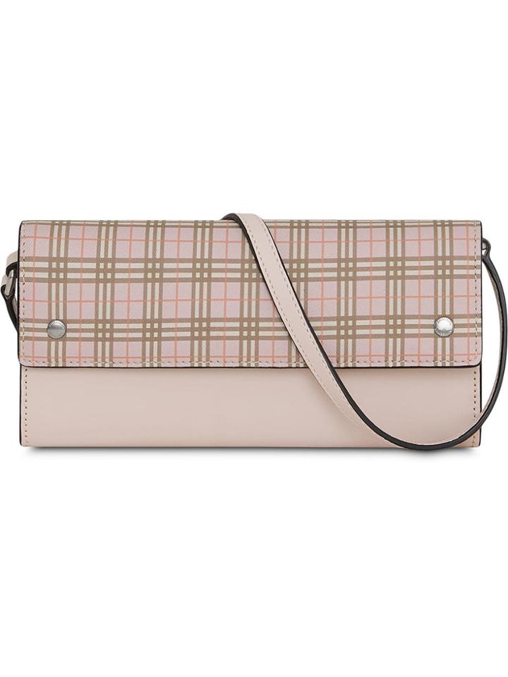 Burberry Small Scale Check Wallet With Detachable Strap - Pink