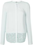 Elie Tahari - Floral Hem Long Sleeve Blouse - Women - Silk - S, Blue, Silk