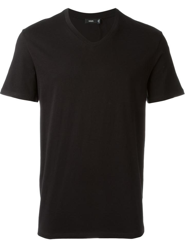 Vince V-neck T-shirt, Men's, Size: M, Black, Cotton