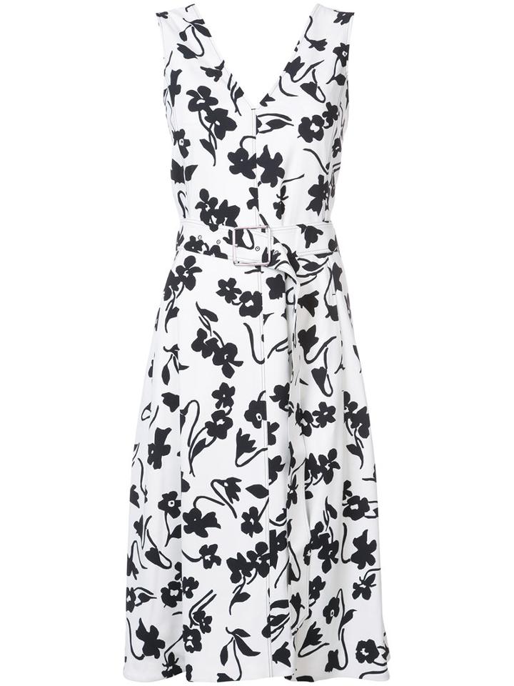 Altuzarra - Belted Floral Dress - Women - Spandex/elastane/viscose - 38, White, Spandex/elastane/viscose