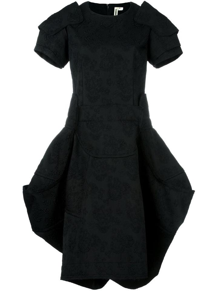 Comme Des Garçons Puff-ball Jacquard Dress, Women's, Size: Small, Black, Polyester/acetate