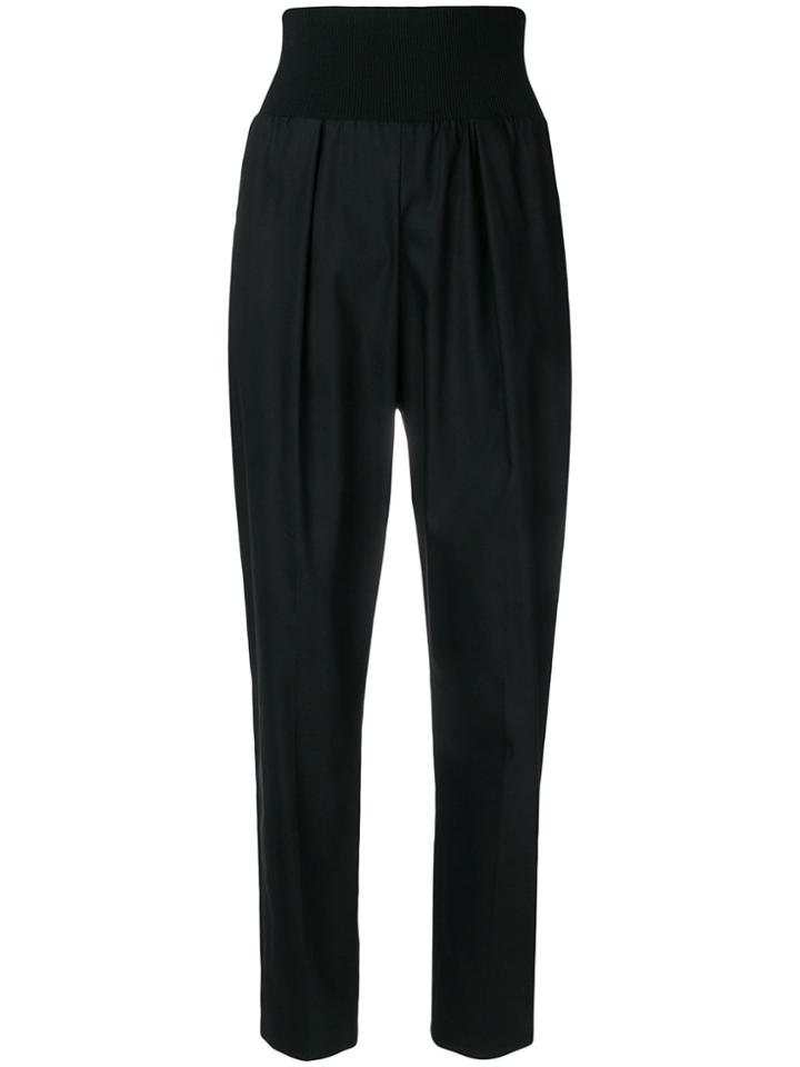 Sportmax Smocked High-waisted Trousers - Black