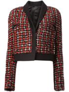 Haider Ackermann Cropped Tweed Jacket, Women's, Size: 36, Black, Cotton/linen/flax/polyamide/wool
