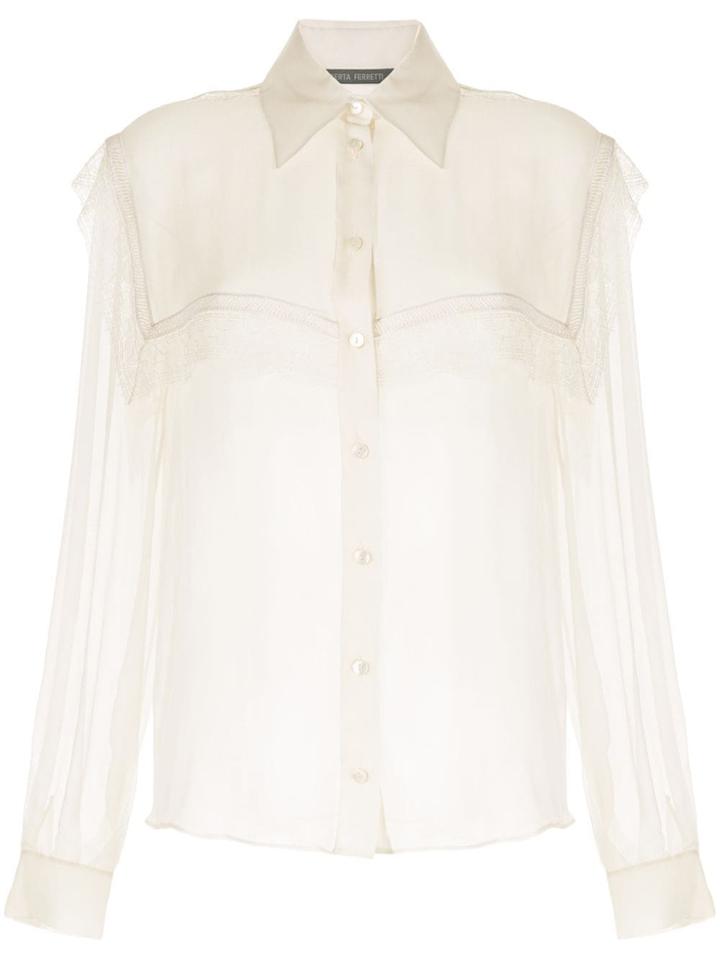 Alberta Ferretti Chiffon Blouse With Lace Details - White