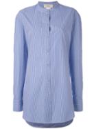 Ports 1961 - Pinstripe Cape Sleeve Shirt - Women - Cotton - 42, Blue, Cotton