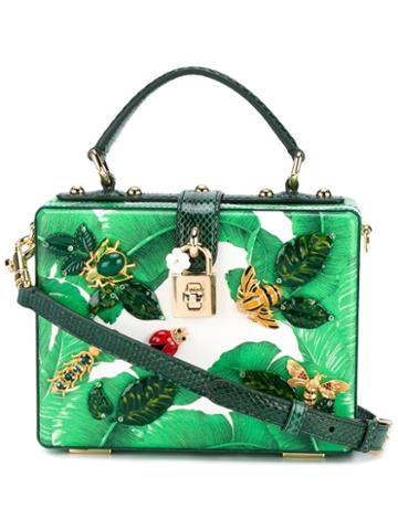 Dolce & Gabbana Dolce Banana Leaf Print Leather Box Bag, Women's, Green