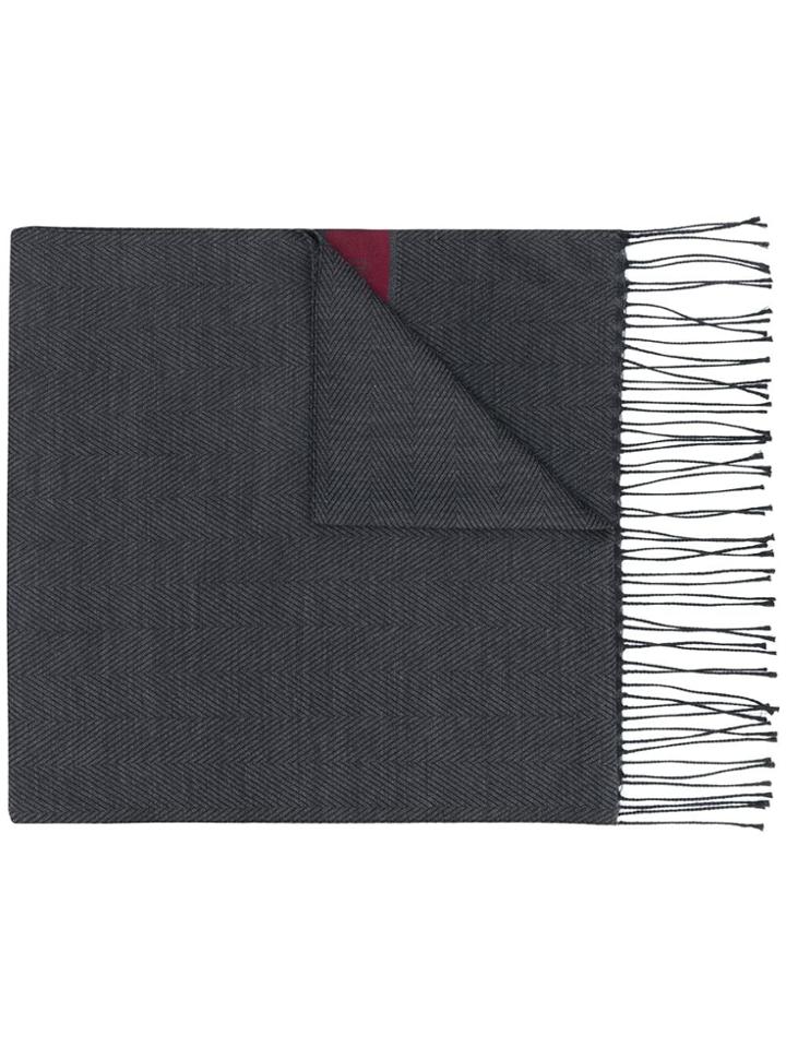 Corneliani Herringbone Scarf - Grey