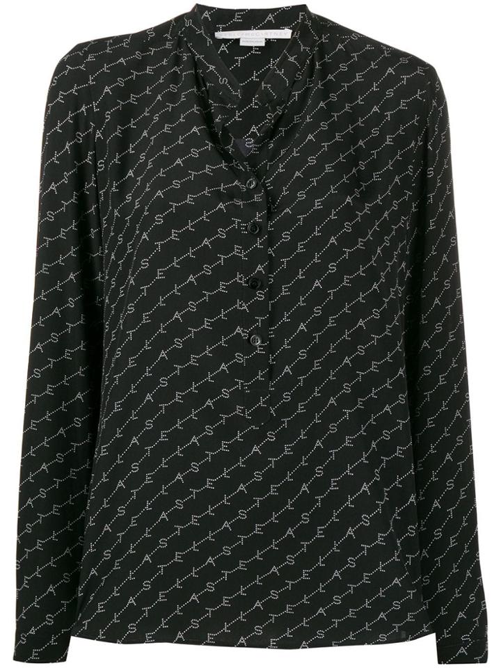 Stella Mccartney Logo Print Silk Shirt - Black