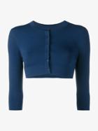 Alaïa Cropped Cardigan With Round Neck, Women's, Size: 38, Blue, Viscose/polyester