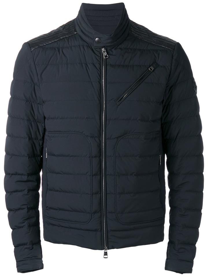Moncler Padded Zip-up Jacket, Men's, Size: 1, Black, Sheep Skin/shearling/polyamide/spandex/elastane/feather Down