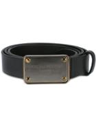 Dolce & Gabbana Logo Plaque Buckle Belt, Men's, Size: 85, Black, Leather