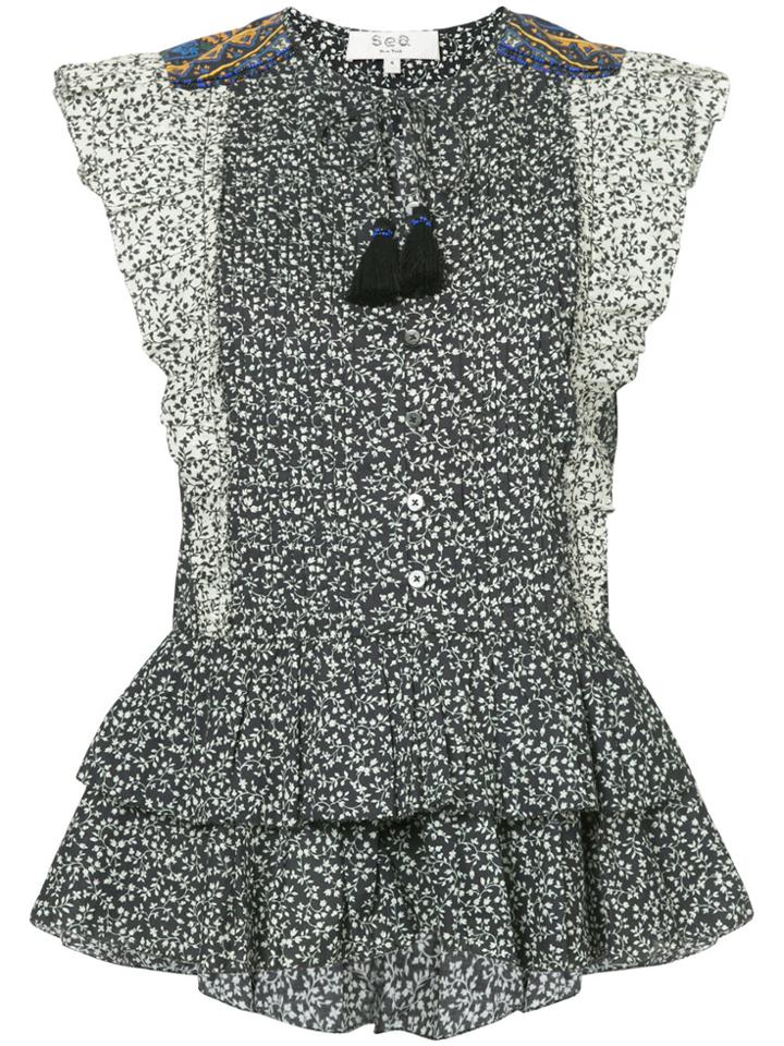 Sea Panel Printed Blouse - Black