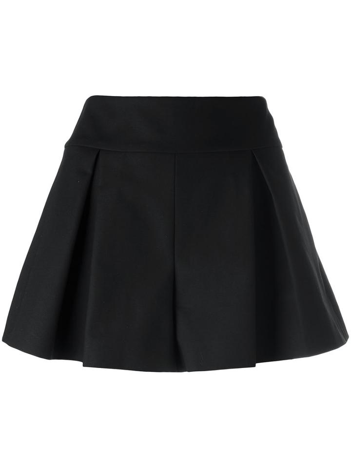 Red Valentino Pleat Fronted High-waist Shorts, Women's, Size: 38, Black, Cotton/spandex/elastane