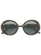 Elie Saab Metal Embellished Round Sunglasses - Black