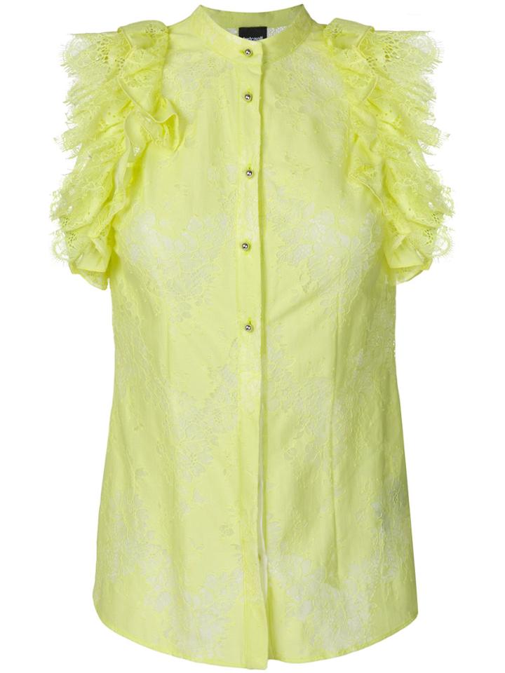 Just Cavalli Lace Ruffle Shirt - Yellow & Orange