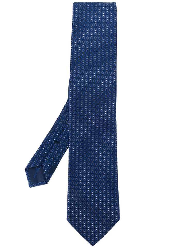 Salvatore Ferragamo Gancini Jacquard Tie - Blue