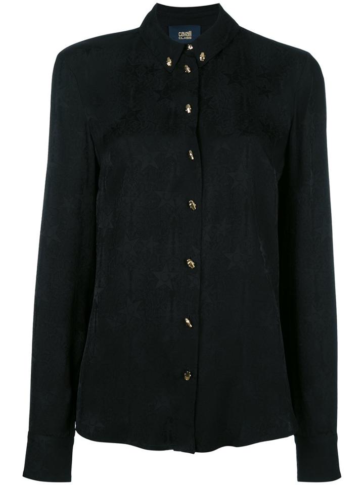 Cavalli Class Stars Print Shirt, Women's, Size: 40, Black, Viscose