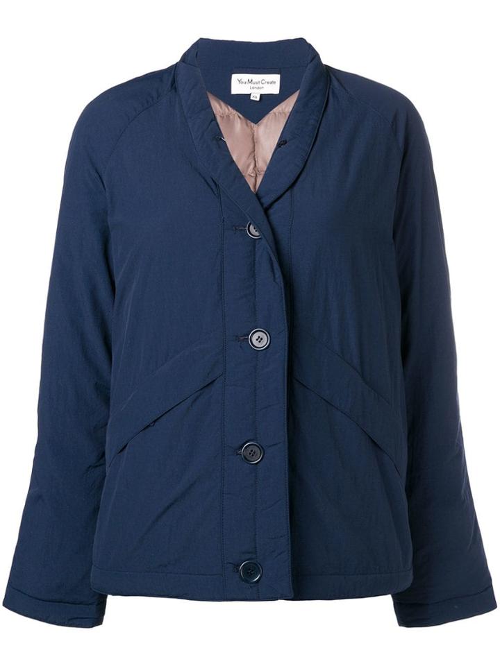 Ymc Buttoned Puffer Jacket - Blue