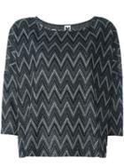 M Missoni Zigzag Knit Top, Women's, Black, Cotton/viscose/polyamide/metallic Fibre