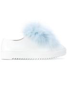 Mr & Mrs Italy Fur Trim Embellished Sneakers - Blue