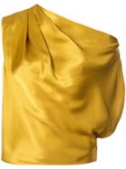Michelle Mason Asymmetrical Drape Blouse - Yellow