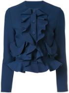 Msgm Frill Detail Fitted Jacket - Blue