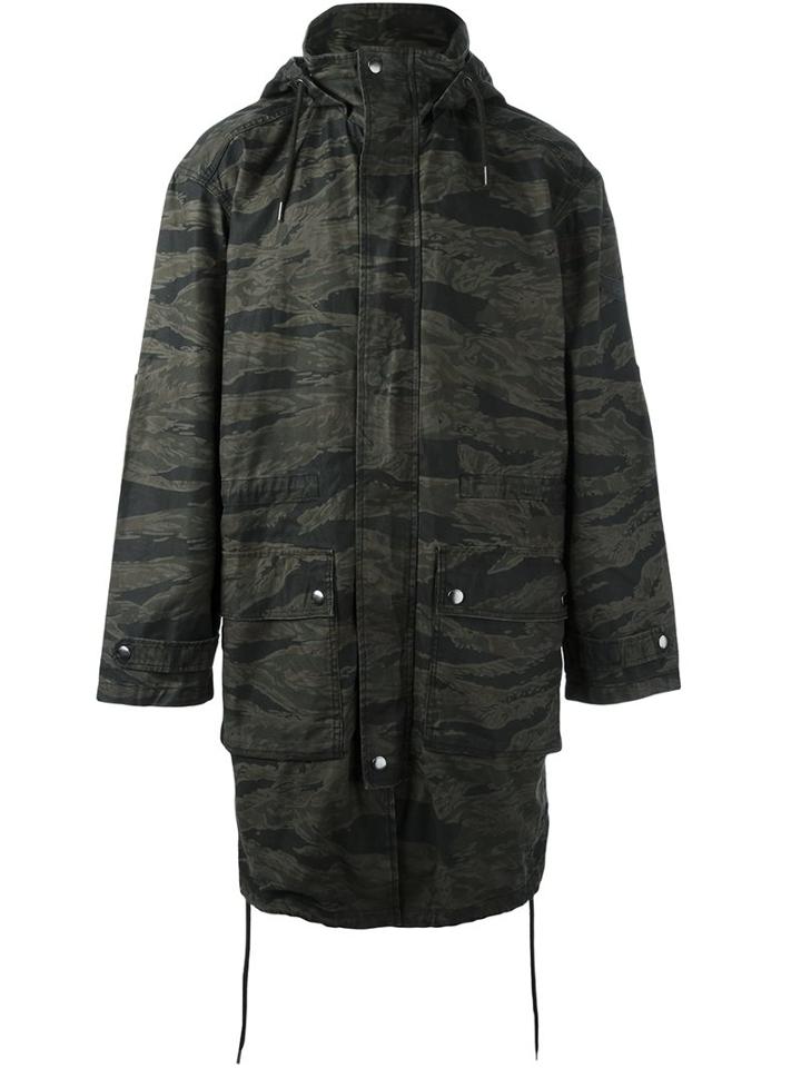 Diesel 'j-tiger' Camouflage Parka, Men's, Size: Medium, Green, Cotton
