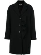 Boutique Moschino - Frill Detail Coat - Women - Polyamide/acetate/viscose/water - 40, Black, Polyamide/acetate/viscose/water